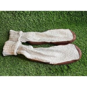 Acorn Mens Slipper Socks Gray Ragg Wool Suede Sole Size 10.5-11.5 House Shoes